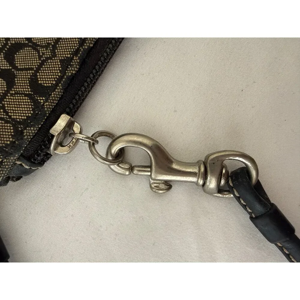 Coach Black Signature Monogram Canvas Leather Wallet Wristlet Y2K Vintage Retro